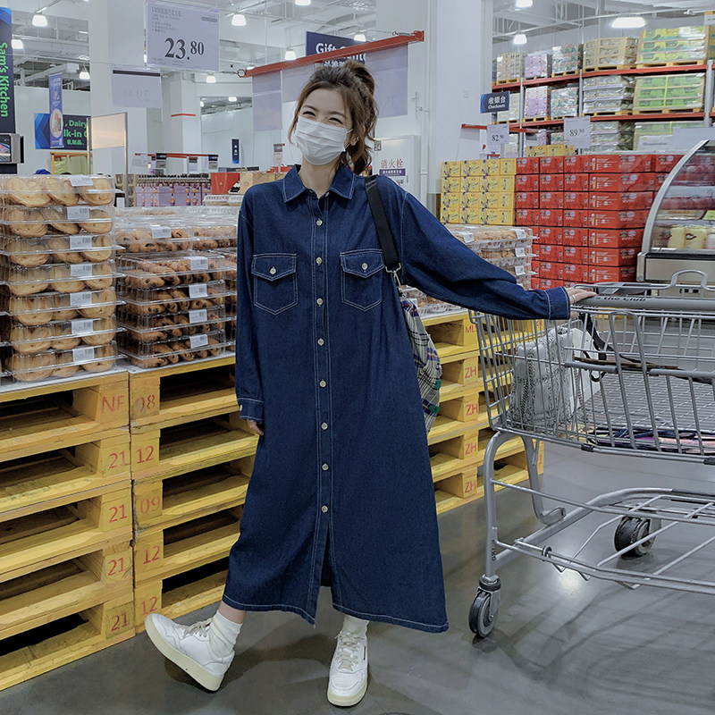 大货已出！新增长袖不挑人牛仔连衣裙9055-P125-控178，女装连衣裙，浙宝125