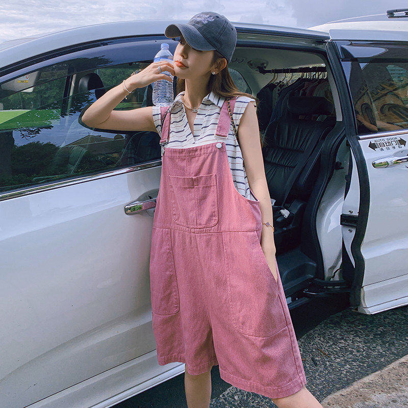 主推！现货夏季减龄休闲粉色牛仔背带裤9163-P95-控148，女装牛仔裤，浙宝125