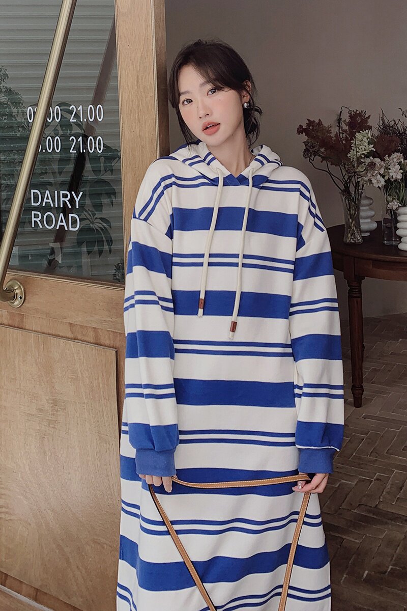 新款！高品质条纹拼接针织卫衣连衣裙9039-P115-控168,女装卫衣/绒衫,浙宝125