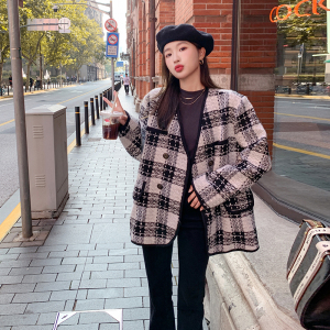 现货！数据!  气质感小香风加厚格子外套9088-P155-控228图片