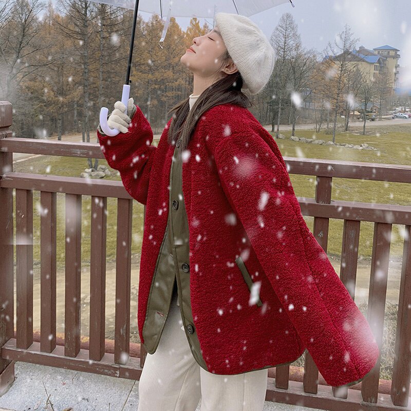 现货足！数据！撞色皮毛一体羊羔毛拼接外套9093-P185-控268，女装短外套，浙宝125