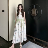 法式度假风印花无袖连衣裙套装女2025夏季新款轻薄防晒开衫两件套，女装套装/套裙，浙宝125
