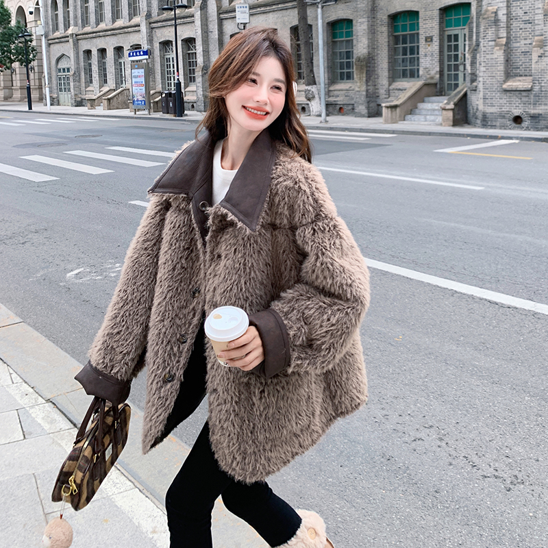 【新款】现货！两面穿韩版皮毛一体外套9889-P205-控288，女装短外套，浙宝125