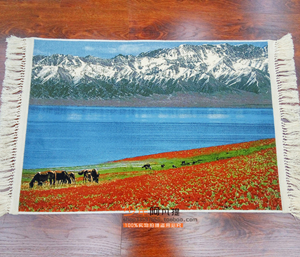 北欧田园挂毯装饰画新疆赛里木湖客厅卧室壁毯壁挂壁画美式背景布