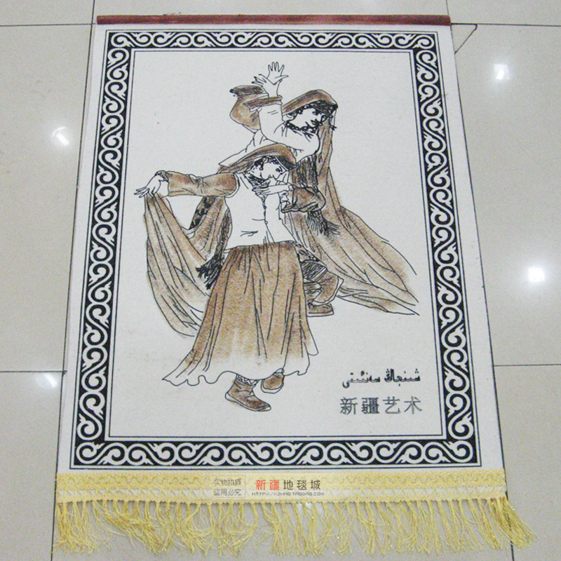 新疆民族风人物羊毛毡挂毯装饰画木卡姆跳舞客厅餐厅壁毯壁挂背景
