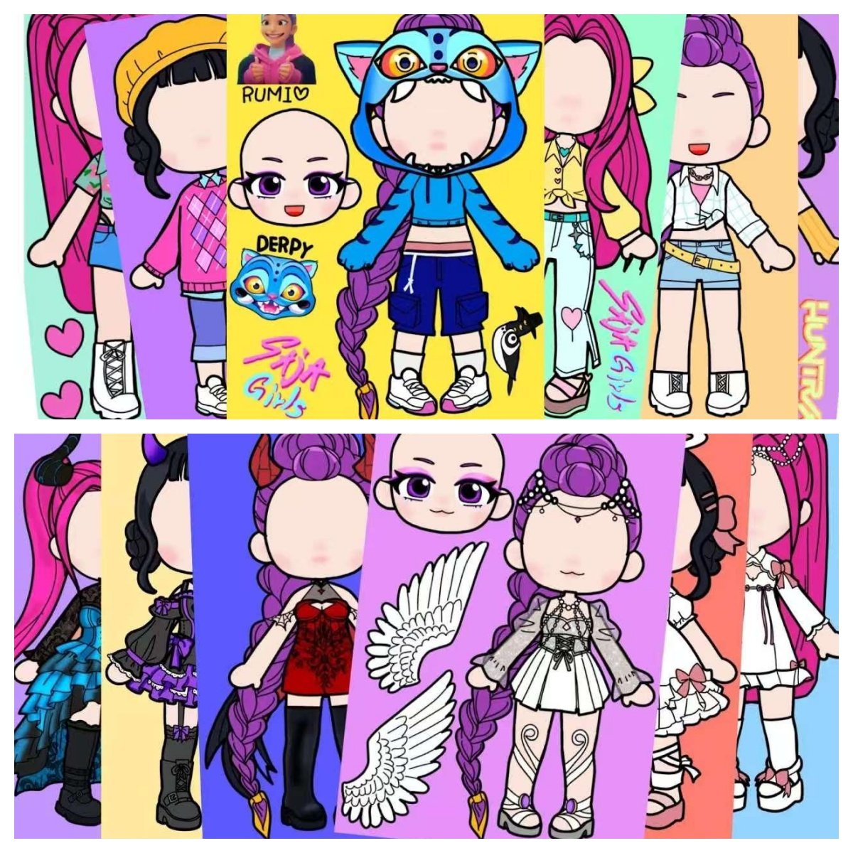 韩国KPOP猎魔女团天使免剪趣味益智贴纸书diy手工益智儿童玩具