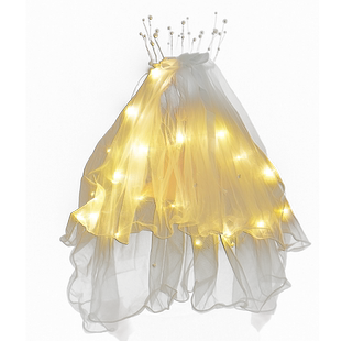 发光头纱儿童生日女孩女童创意派对头饰装饰场景布置领证拍照道具