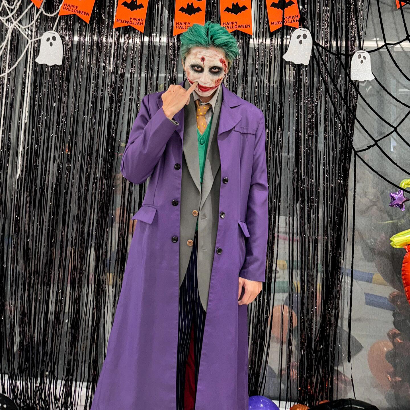 希斯莱杰小丑joker紫色西装套装
