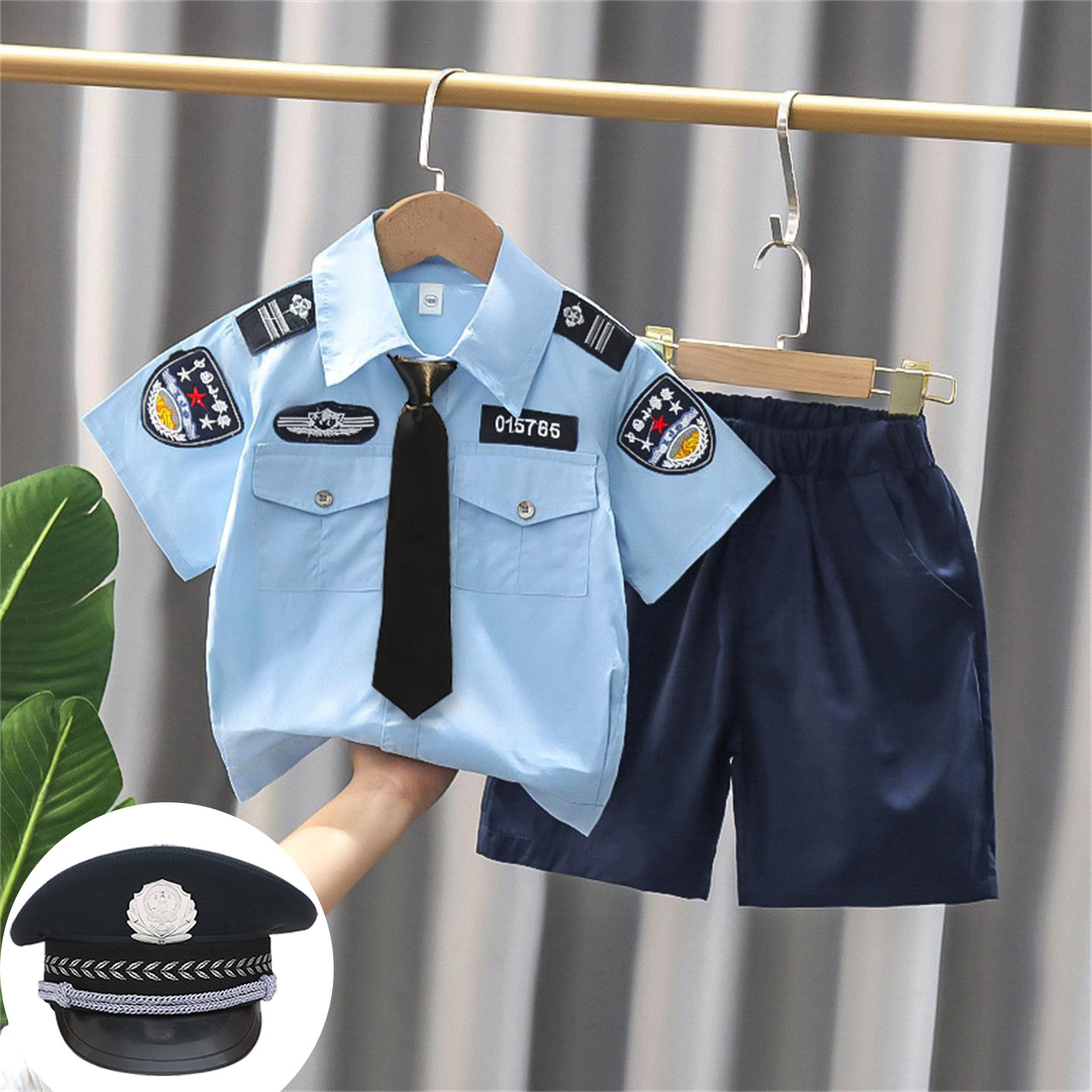儿童警官衣服六一演出服套装男童小警察cos服装交警制服角色扮演