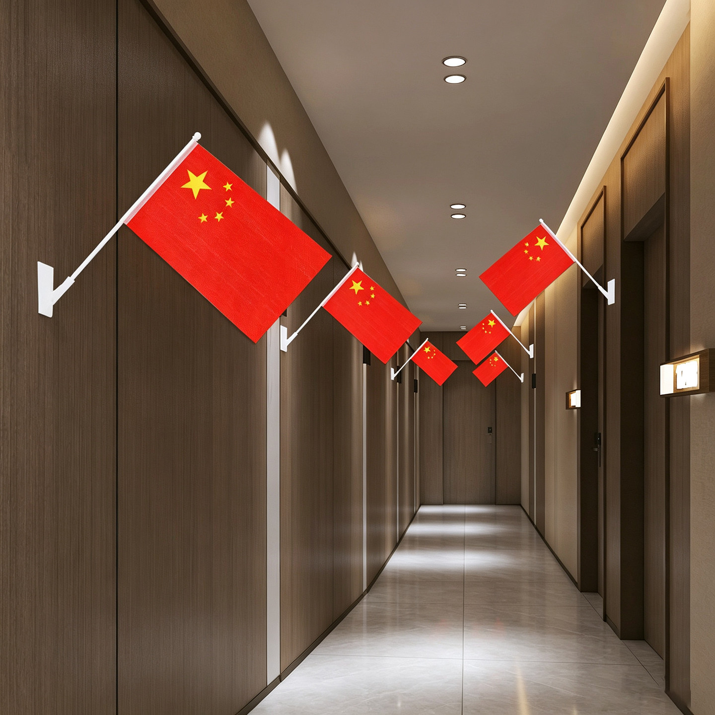 国旗五星红旗国庆节氛围布置小国旗小红旗党旗串旗户外旗帜标准尺寸旗子店铺装饰家用中国挂墙带杆防水防晒