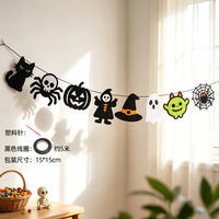 Halloween decorations: Ghost skull pumpkin flag and flower display, scene setting props, bar and shop atmosphere hanging ornaments thumbnail 3