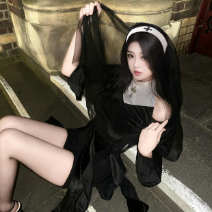 修女服cos万圣节服装女角色扮演服饰女装衣服成人装扮套装连衣裙