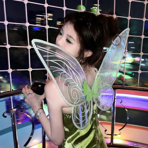 小天使精灵小翅膀道具蝴蝶万圣节背饰cos绿色儿童女童花仙子装饰