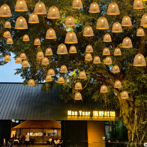 户外防水竹编灯笼庭院花园吊灯