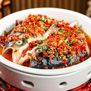 剁椒鱼头620g酱椒白鲢鱼头腌制冷冻水产半成品菜湘菜食材商用