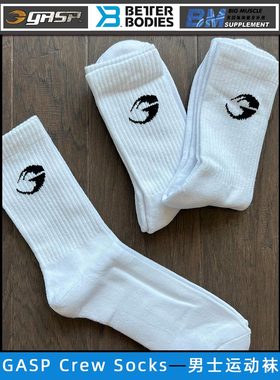 盖世璞GASP Crew Socks高筒男士女士运动袜吸汗棉健身跑步白袜