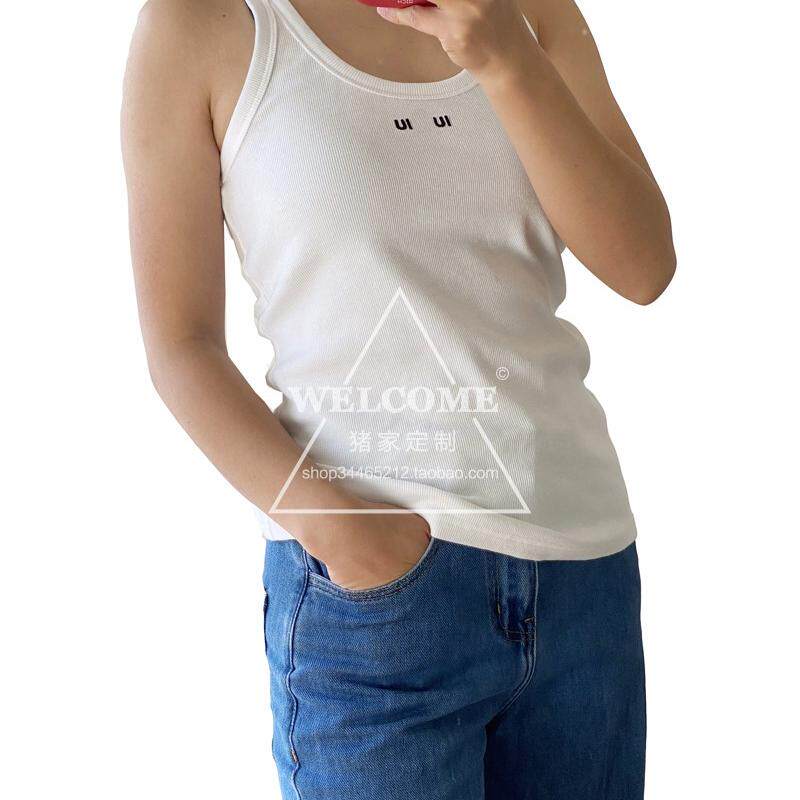 夏季性感女士背心字母标识刺绣舒适百搭透气街头性感上衣白色吊带