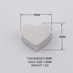 镜面不锈钢爱心小孔珠 2020新款 项链饰品配件送女友闺蜜生日礼物