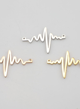 diy镜面心电图手链连接器吊坠