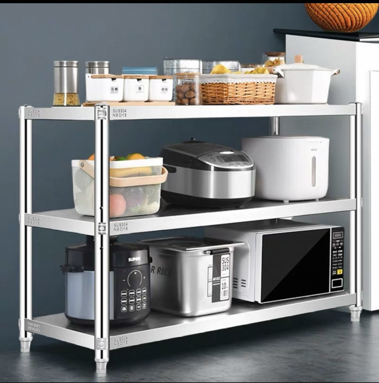 304不锈钢厨房置物架落地多层微波炉烤箱锅架家用货架收纳储物架,家装主材,商用厨房操作台/工作台,淘宝优惠券,粉丝福利购,淘宝优惠卷