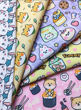 秋田犬印花全涤细帆布手工DIY包包儿童服装外套面料桌布沙发套