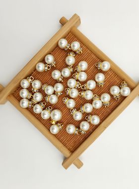 高亮米色仿珍珠半孔单针带配钻手工DIY礼品散装吊珠吊坠发饰配件