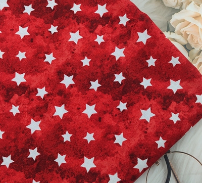 一米价红色纯棉星星柔软棉布宝宝春夏衬衣裙手工面料布料