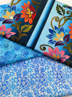 出口欧美外贸平纹布全棉手工DIY包包服装布艺田园花朵