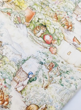 清仓处理卡通印花纯棉平纹布府绸兔子手工DIY儿童服装床品面料