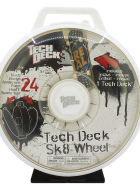 世嘉Tech Deck SK8 WHEEL 经典手指滑板手提双层圆形收纳盒配件箱