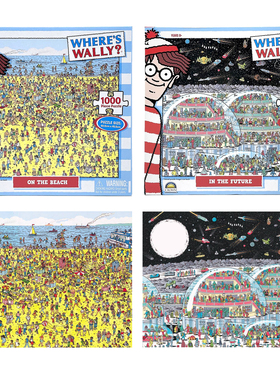 CROWN where's wally未来沙滩场景寻找威利益智儿童玩具进口拼图