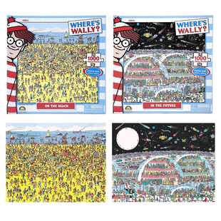 wally未来沙滩场景寻找威利益智儿童玩具进口拼图 CROWN where