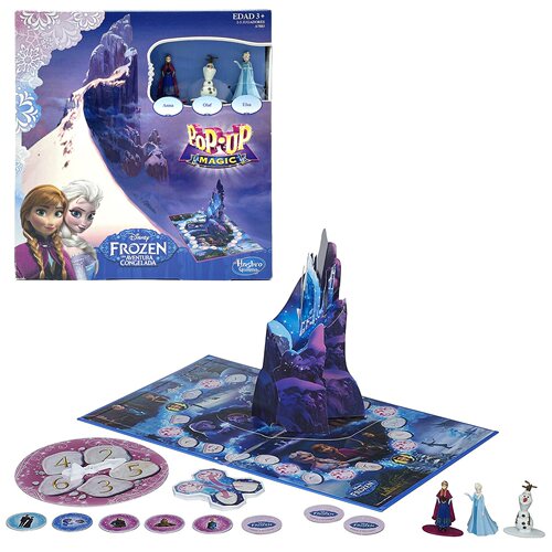 孩之宝Disney冰雪奇缘Frozen安娜艾尔莎雪人玩偶3D飞行棋桌面游戏