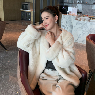 2025新款 水貂毛皮草外套女 紫标进口天鹅绒貂皮大衣整貂时尚 年轻款