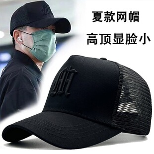 夏季 帽子男士 网帽高顶硬顶显脸小棒球帽舒适透气鸭舌帽大头围遮阳