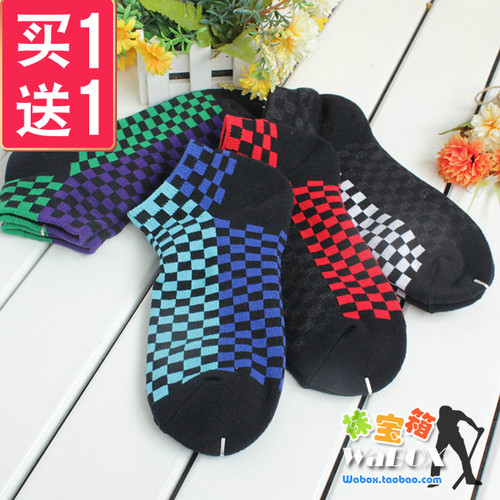 毛巾底船袜运动汗脚减震吸汗THESOX半毛圈小格子羽球篮球跑步跳舞