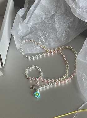 甜美少女施家珍珠项链小众饰品