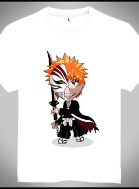 BLEACH T-shirt Q版 死神 T恤 白色短袖 动漫 黑崎一护 T恤 定制
