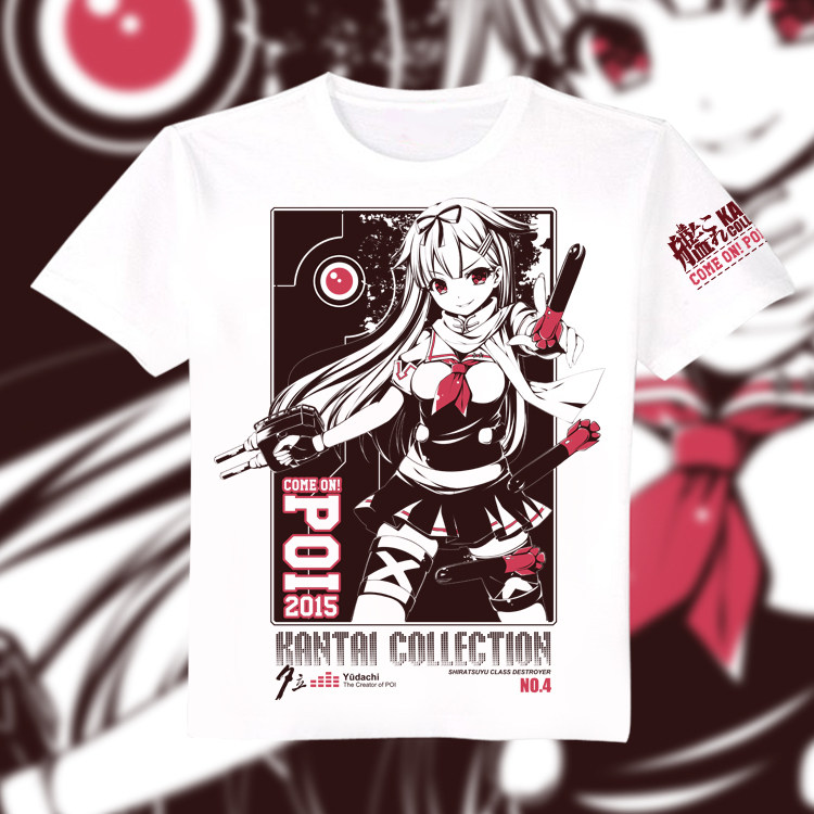 舰队collection夕立/poi动漫白色t恤全棉奶丝短袖衣服