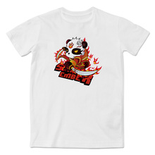 T恤男女双刀熊猫英雄夏季 休闲圆领衣服 DOTA游戏周边青少年短袖