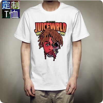 透气街头juicewrld朱斯沃尔德T恤说唱上衣tee上衣T恤欧美慵懒简