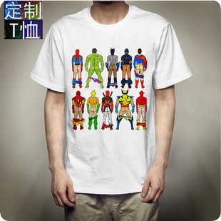男女休闲短袖 漫威英雄光屁股超人蝙蝠侠蜘蛛侠2020新款 T恤定制
