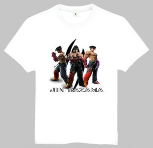 Jin T恤 欧美潮流T恤 铁拳 Kazama Tekken 白色短袖 shirt