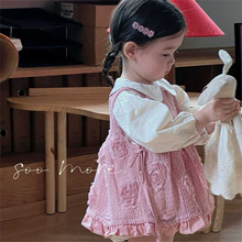女宝宝春秋装洋气连衣裙套装女童甜美公主裙周岁婴儿长袖包屁裙子