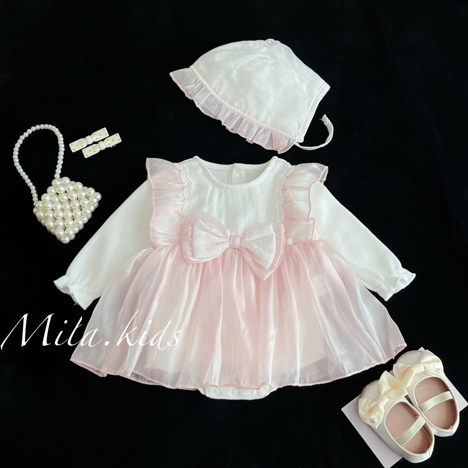 婴儿公主裙秋冬季衣服小月龄满月百天周岁礼服裙子宝宝哈衣包屁裙