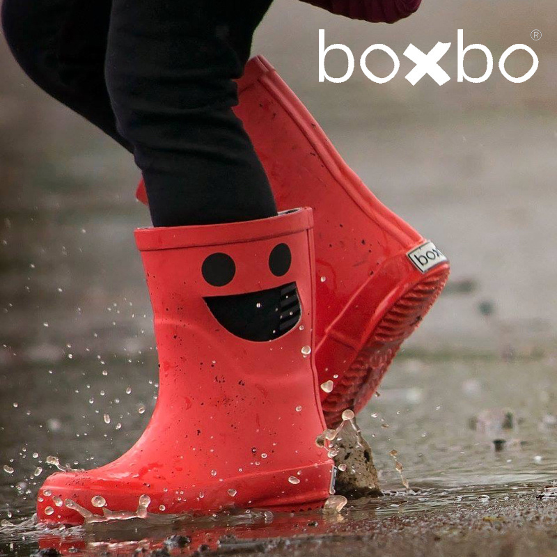 法国 boxbo儿童笑脸中筒橡胶雨鞋雨靴超萌卡通INS款防滑男女童_虎窝淘