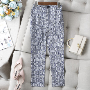 休闲裤 复古欧普提花花纹中腰显瘦锥形直筒裤 女 时髦精BI入 清仓