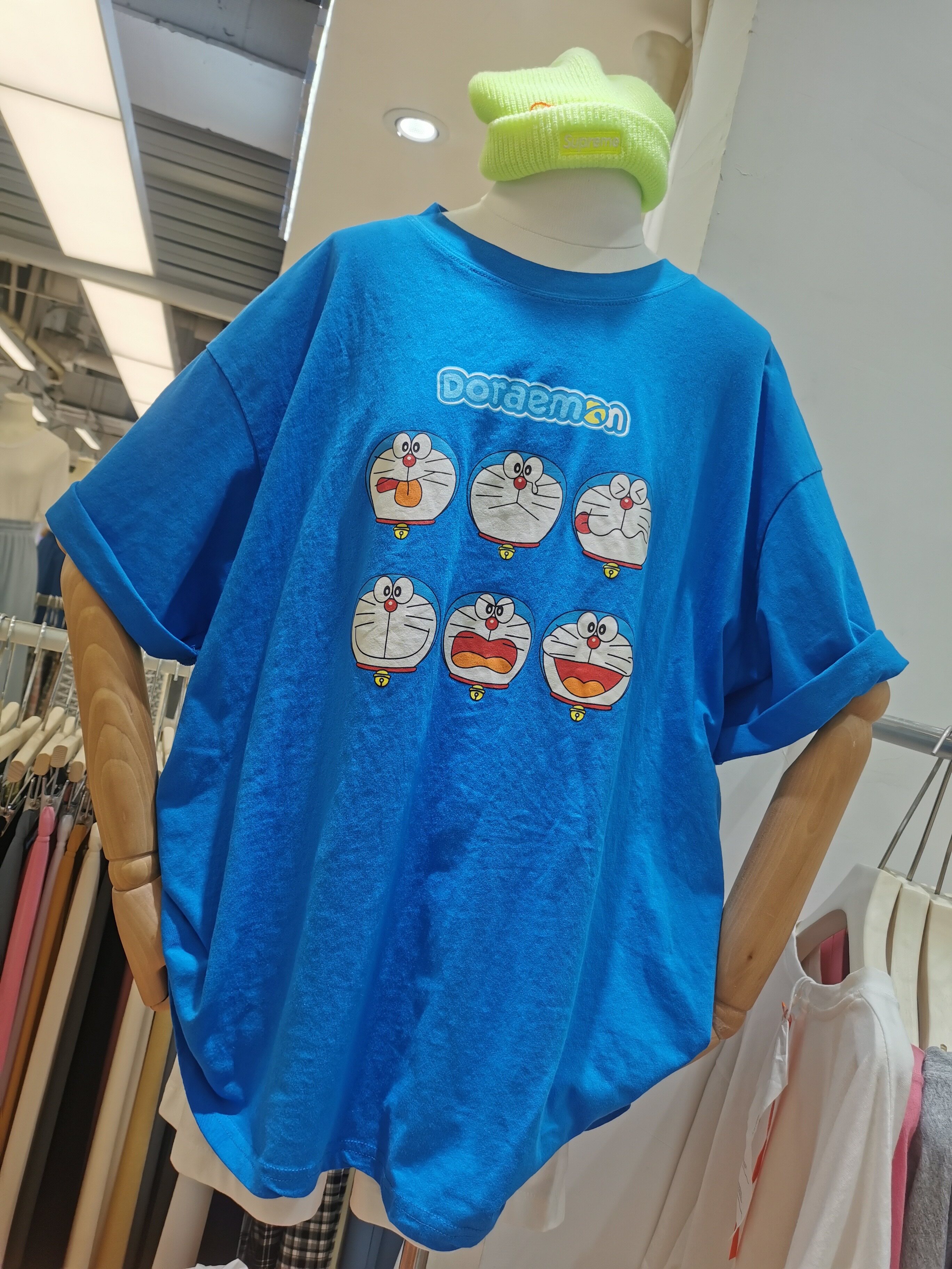 哆啦A梦卡通减龄印花宽松休闲韩版下衣失踪纯棉短袖大版T恤女夏季
