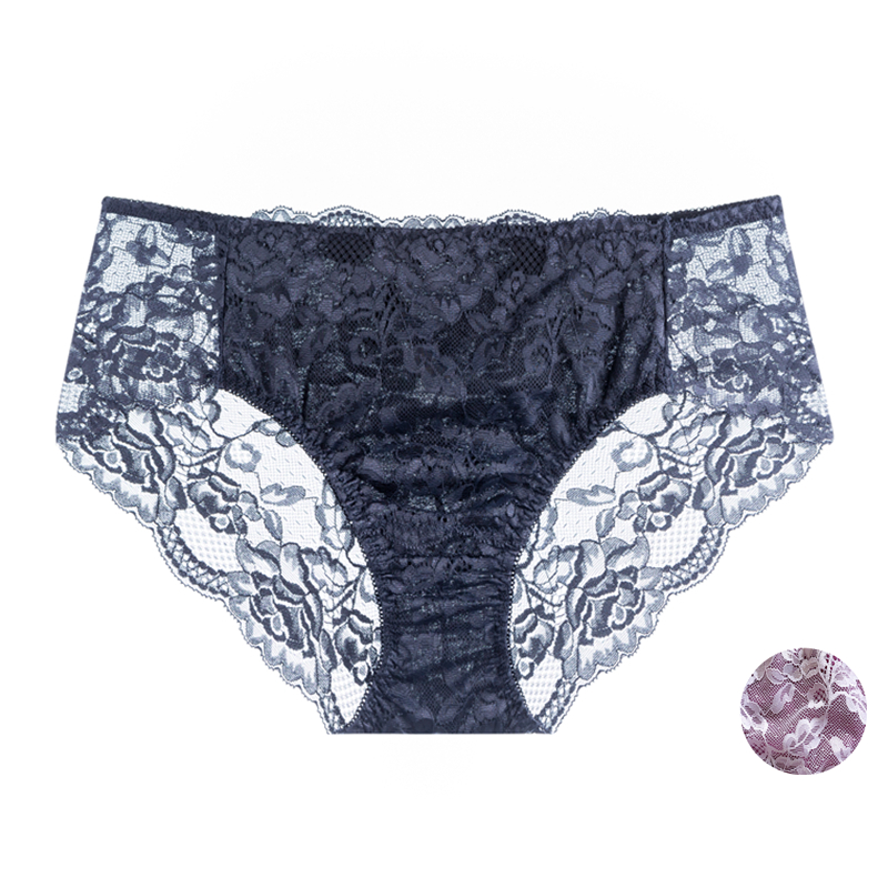 日系全蕾丝柔软包臀中腰三角内裤