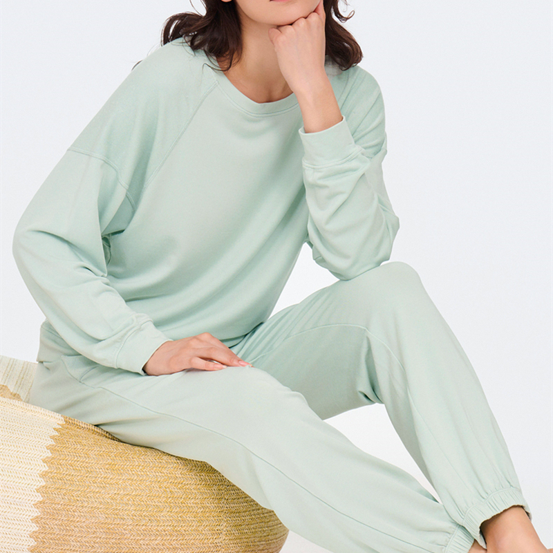 软乎乎莫代尔纯色卫衣上衣套头睡衣月子服女士长袖长裤家居服套装